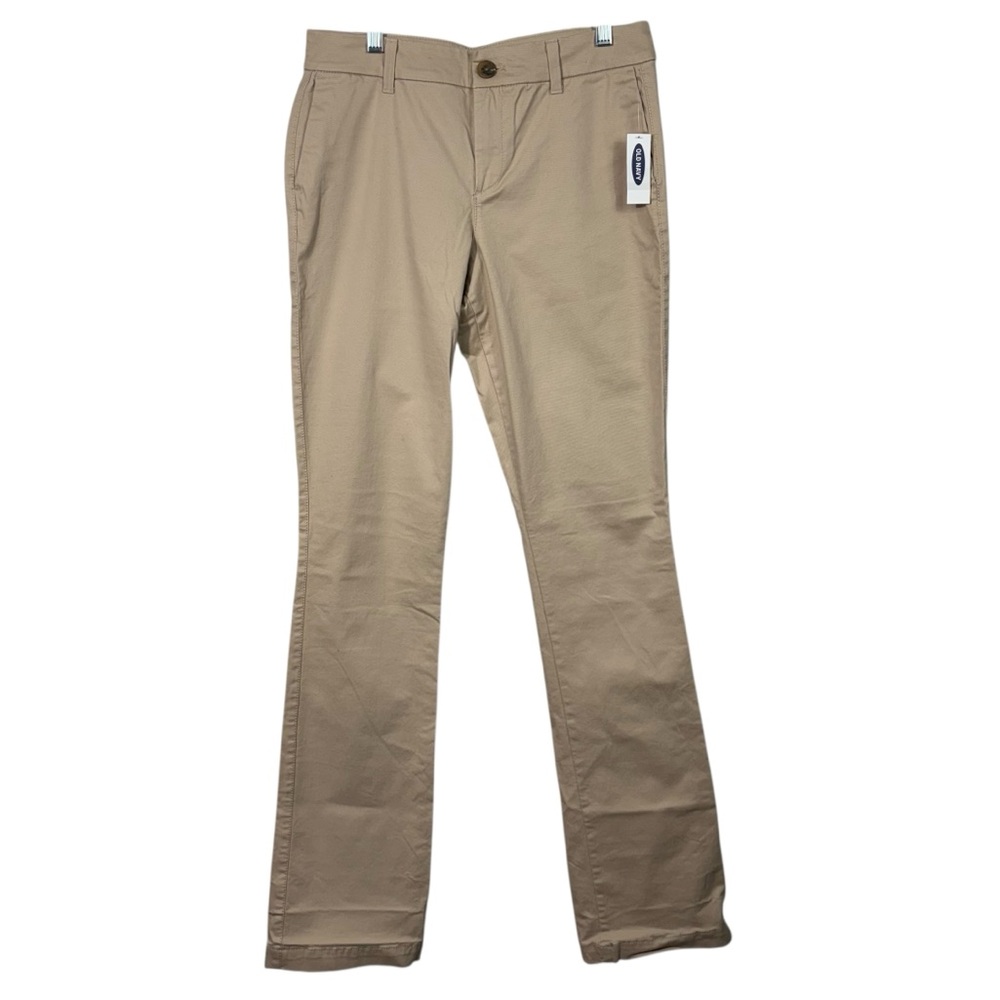 Old Navy Boot Cut Solid Khaki Long Inseam Casual Pants Cotton Blend 4 Long 4L